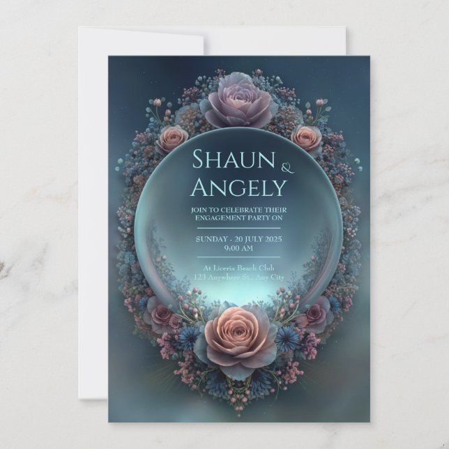 Midnight Rose Celestial Ethereal Orb Wedding Invitation (Front)