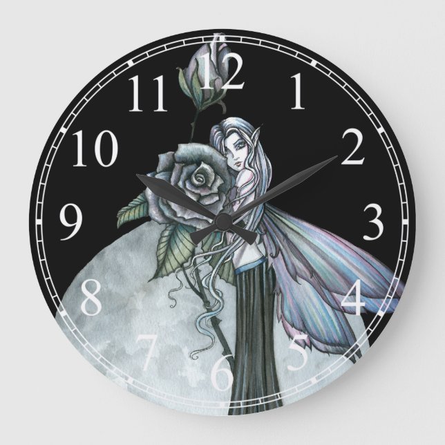 Midnight Rose Fairy Wall Clock (Front)