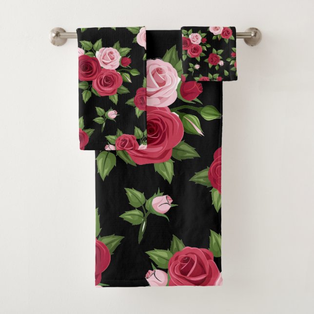 Midnight Roses Bath Towel Set (Insitu)