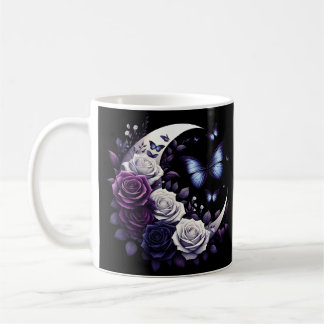 Midnight Roses, Half Moon, and Butterflies Coffee Mug