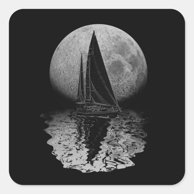 Midnight Sailing Square Sticker (Front)