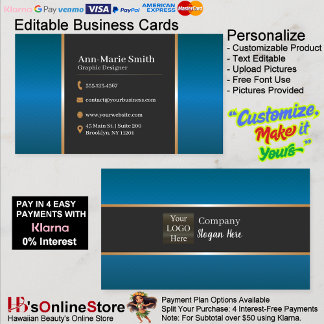 Midnight Sapphire & Brushed Gold Obsidian Business Card