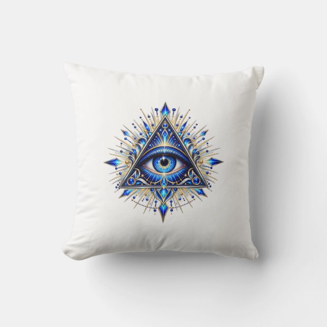 Midnight Sapphire Eye Throw Pillow (Front)