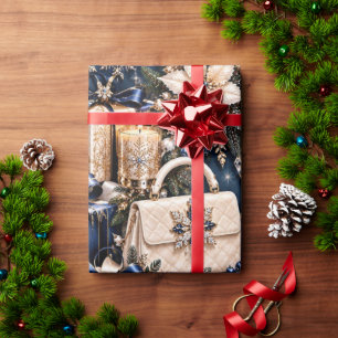 Midnight Sapphire Luxury Christmas Wrapping Paper