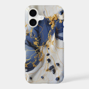 Midnight Sapphire Marble with Gold Threads