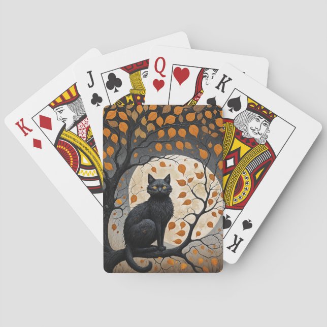 Midnight Sentinel Under the Harvest Moon Playing Cards (Back)