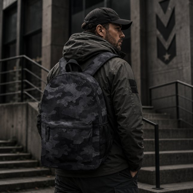 Midnight Shadow Tactical Camouflage Pattern Printed Backpack (Creator Uploaded)