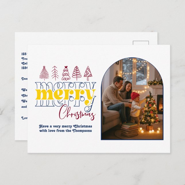 Midnight Sky Cosy Arch Photo Merry Christmas Holiday Postcard (Front/Back)