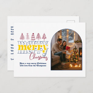 Midnight Sky Cozy Arch Photo Merry Christmas Holiday Postcard