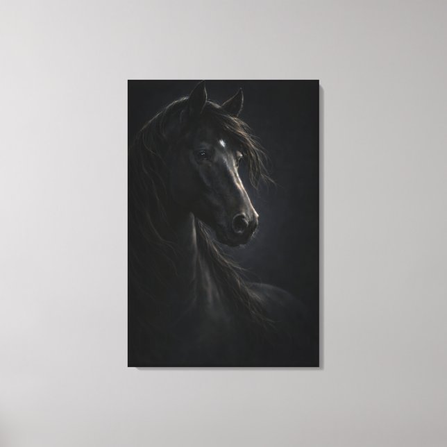 Midnight Sky | Horse Art | Stretched Canvas Print (Front)