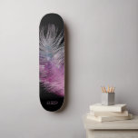 *~* Midnight Sky Pastel Boho Cosmic Feather  Skateboard<br><div class="desc">* Energetically Enhanced Magical Mystical Cosmic Celestial Bohemian Gypsy Rustic stunningly beautiful dark Midnight Navy Blue Watercolor sky background and sparkling celestial cosmic feather design. The magic vibe feather is very light and whispy. * Customise / Personalise with your INITIALS / MONOGRAM or NAME. Use the designer too to play...</div>
