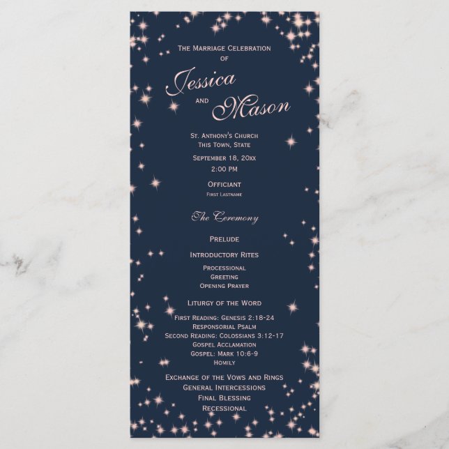 Midnight Sky Twinkle Navy Blue and Pink Programme (Front)