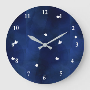 Midnight sky with stars large clock