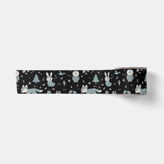 Midnight Sleepy Little Woodland Critters Satin Ribbon