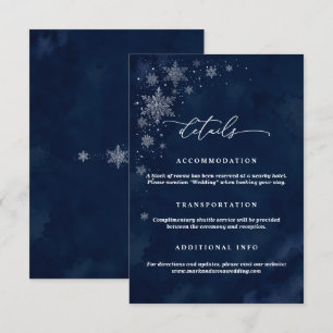 Midnight Snowfakes Wedding Details Card