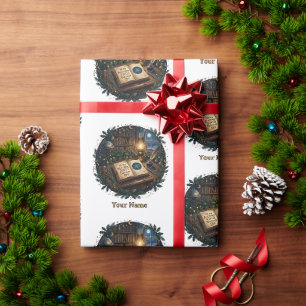 Midnight Snowfall Open Book Wrapping Paper