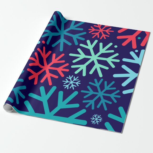Midnight Snowfall Wrapping Paper (Unrolled)