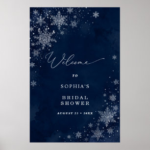 Midnight Snowflakes Bridal Shower Welcome Poster