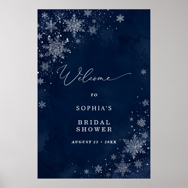 Midnight Snowflakes Bridal Shower Welcome Poster (Front)