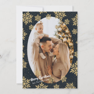 Midnight Snowflakes Photo Holiday Card