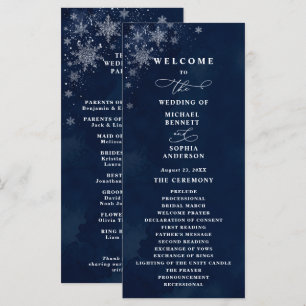 Midnight Snowflakes Wedding Program Programme