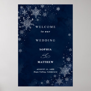 Midnight Snowflakes Wedding Welcome Poster