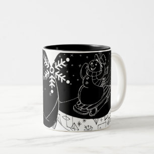Midnight Snowman Two-Tone Coffee Mug