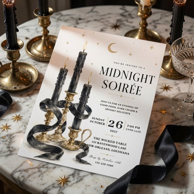 Midnight Soirée Halloween Dinner Party  Holiday Card (Creator Uploaded)