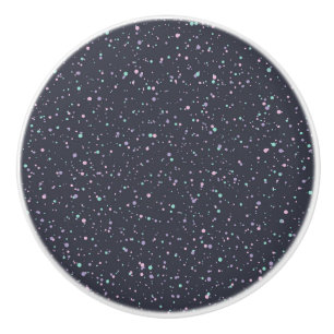 Midnight Speckled Pastel Splatter Paint Dots Ceramic Knob