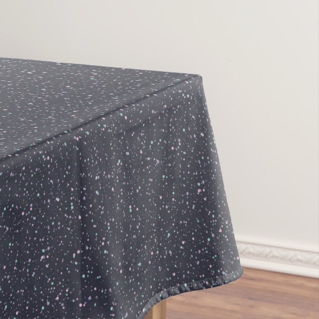Midnight Speckled Pastel Splatter Paint Dots Tablecloth (In Situ)