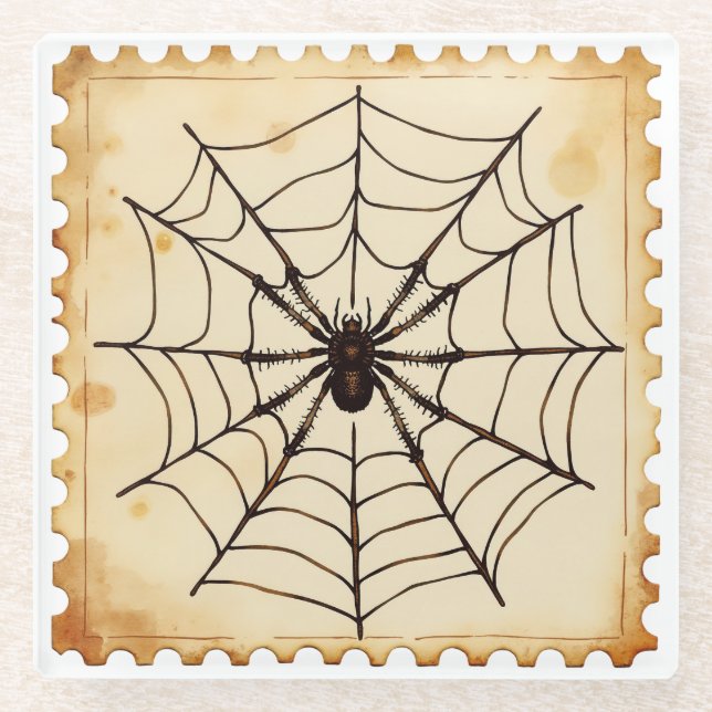"Midnight Spinner" Halloween Glass Coaster (Front)