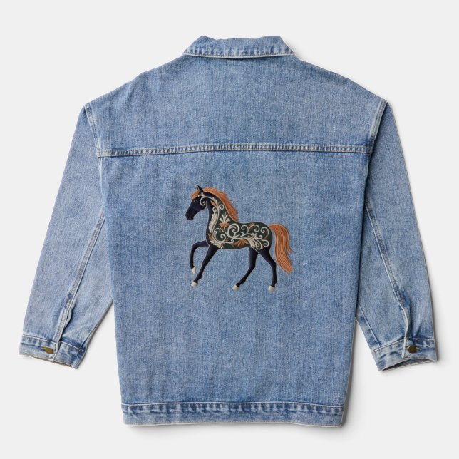 Midnight Stallion Denim Jacket (Back)
