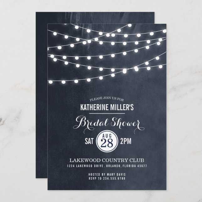 Midnight String Lights Bridal Shower Invitation (Front/Back)