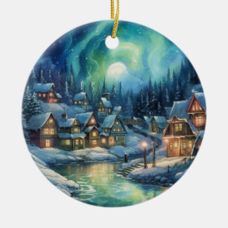 Midnight sun Alaska Ceramic Tree Decoration