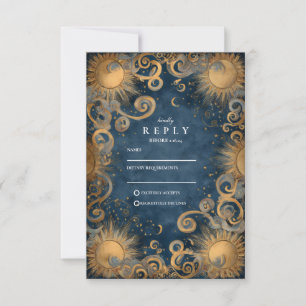 Midnight Sun Celestial Wedding RSVP Card