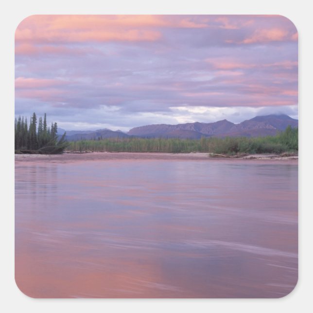 midnight sun over the MacKenzie River, off the Square Sticker (Front)