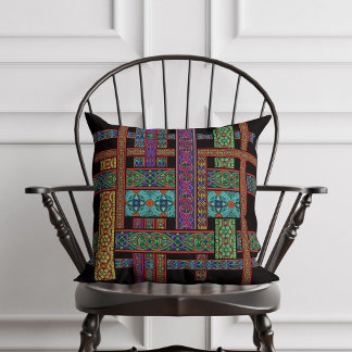 Midnight Sun Stained Glass Throw Pillow