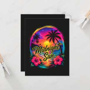 Midnight Sun Tropical Beach Sunset Invitation