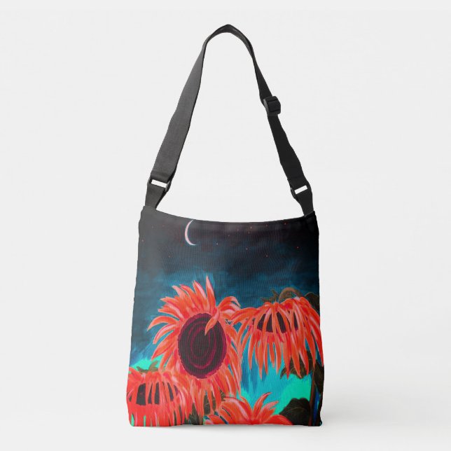 Midnight Sunflowers Crossbody Bag (Front)