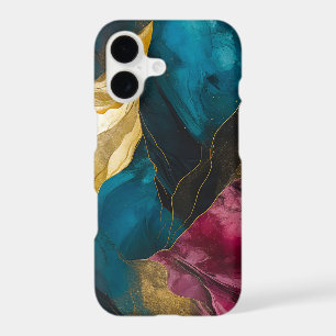 Midnight Teal & Gold Marble Fusion