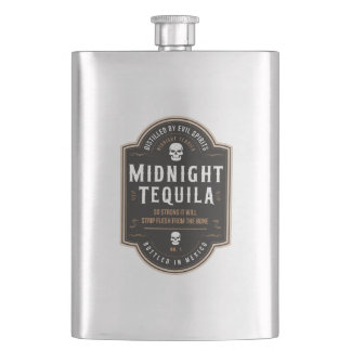Midnight Tequila Halloween Party Vintage Hip Flask