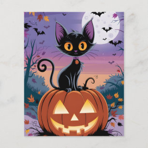 Midnight, the black cat and pumpkin flyer