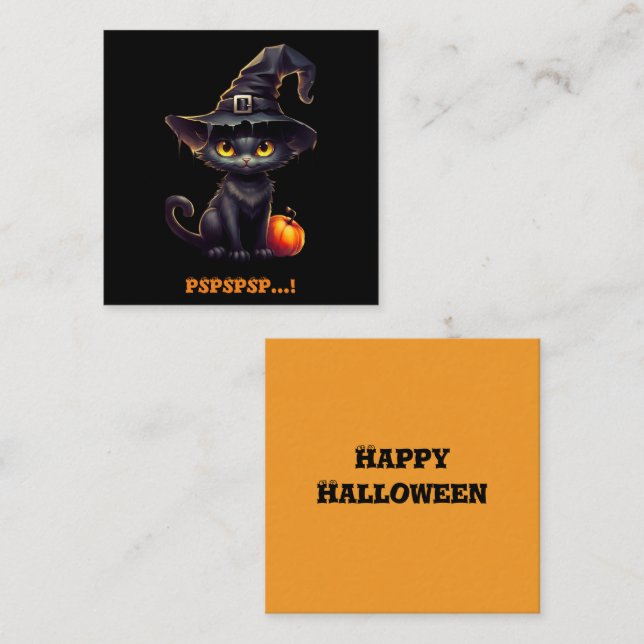 Midnight The Witchy Black Cat Halloween Invitation (Front/Back)