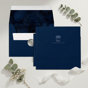 Midnight Tropical Palm Pattern Navy Blue ID1322 Envelope