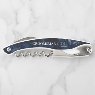 Midnight Tropical Palm Wedding Party Gift ID1322 Corkscrew