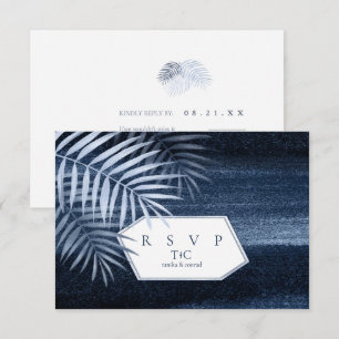 Midnight Tropical Palms Moody Blue ID1322 RSVP Card