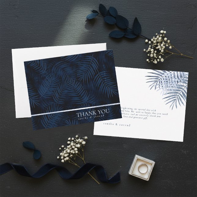Midnight Tropical Palms Pattern ID1322 Thank You Card (Creator Uploaded)