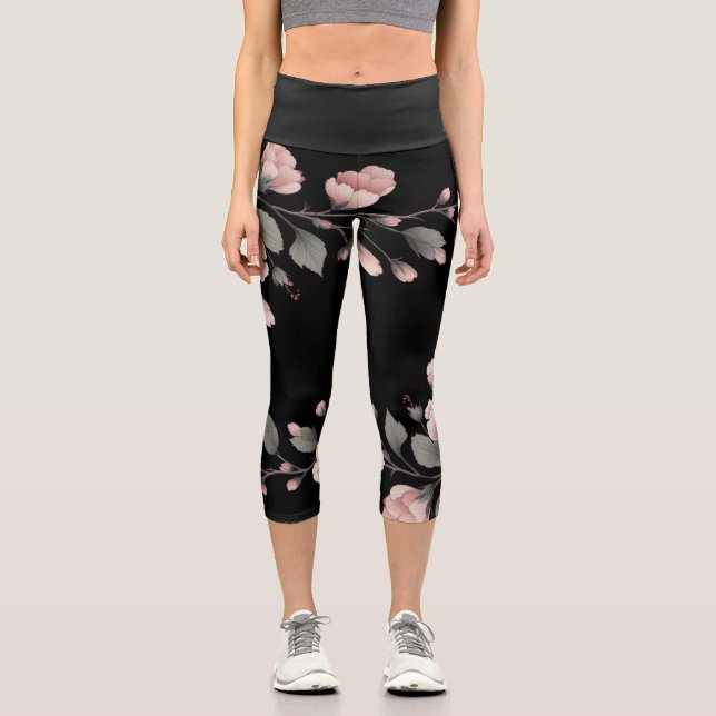 Midnight Tropics Capri Leggings (Front)