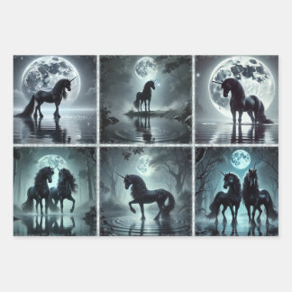 Midnight Unicorns Wrapping Paper 