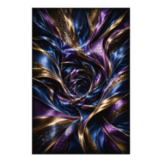 Midnight Violet Luxury 3D Abstract Vortex Poster